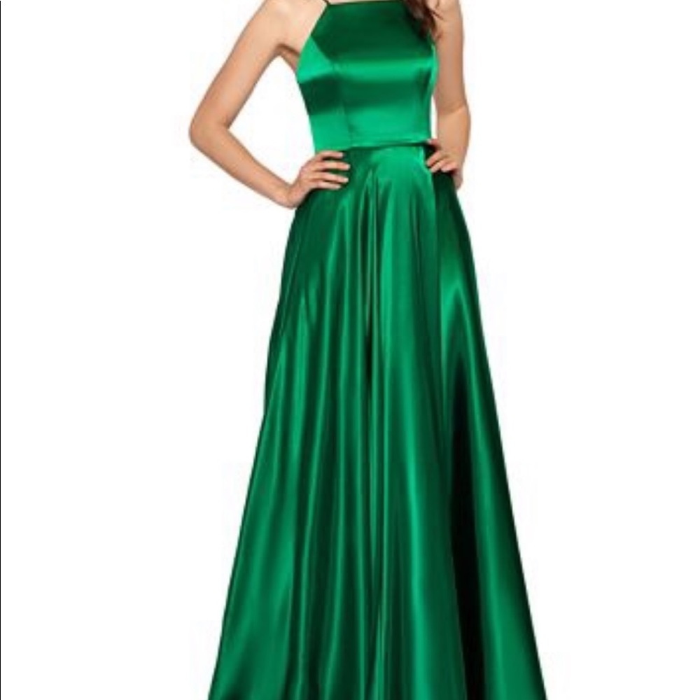 Green Satin Dress